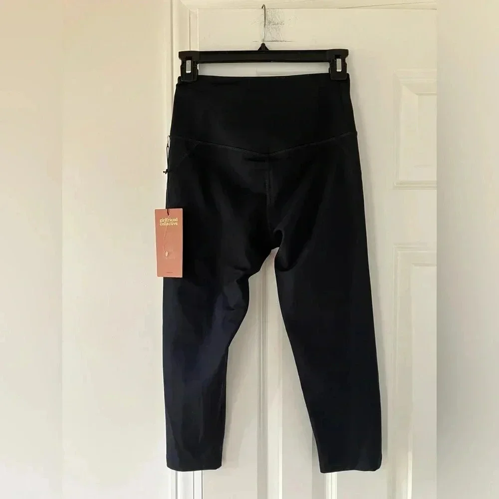 NWT Girlfriend Collective Compressive High Waisted Capri Legging in Black Size S - Picture 4 of 7